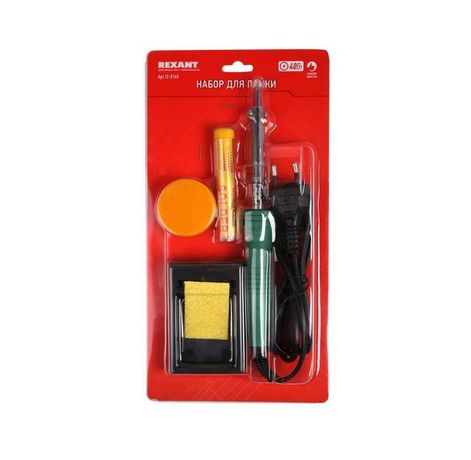 Набор для пайки №11 (паяльник 30Вт, подставка, губка удаления припоя, канифоль, припой) (TL-1011) | 12-0165 REXANT MEET