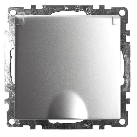 Розетка электрическая 1-местная с/з с крышкой (механизм), серия Катрин, GLS16-7112-03, серебро | 39580 STEKKER FERON
