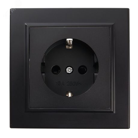 Розетка одноместная с/з,с защитной шторкой,250В, 16А, серия Эрна, черный Stekker - PST16-9010-03 39479 FERON