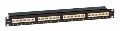 Патч-панель экранированная 19дюйм 1U кат.6 RJ45 LSA 24 порта DKC RN6PPF241BK ДКС