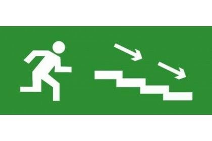 Эвакуационный знак ЭП12 По лестнице вниз направо 140x280 мм | 140280 TechnoLux