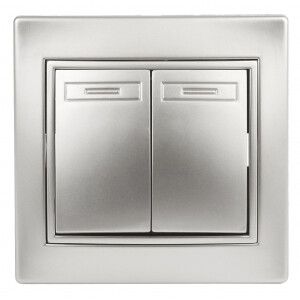 Выключатель 2-кл. СП Plano 10А IP20 1-104-03 250В алюм. Intro Б0030042 ЭРА