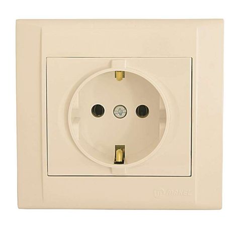 Розетка 1-м СП Defne 16А IP20 с заземл. крем. Makel 42010008