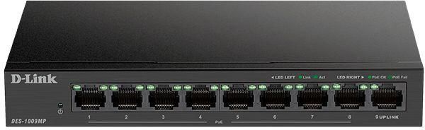Коммутатор неуправляемый DES-1009MP/A1A 8х100Мбит 1G 8PoE+ 117Вт D-Link 1805125