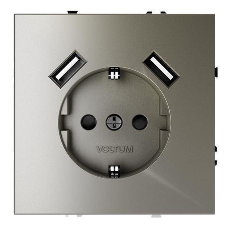 Розетка 1-м СП S70 16А с USB A+A заземл. защ. шторки механизм шелк Voltum VLS040404 Voltum арт. VLS040404