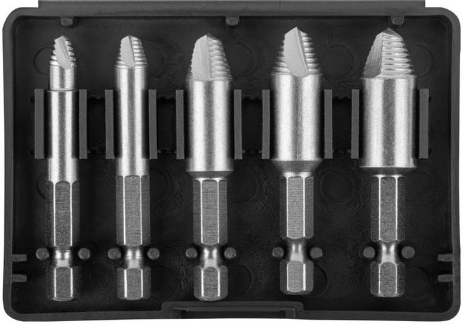 Набор экстракторов для болтов и шпилек усиленные HSS сталь (5 предметов) КУРС 36454