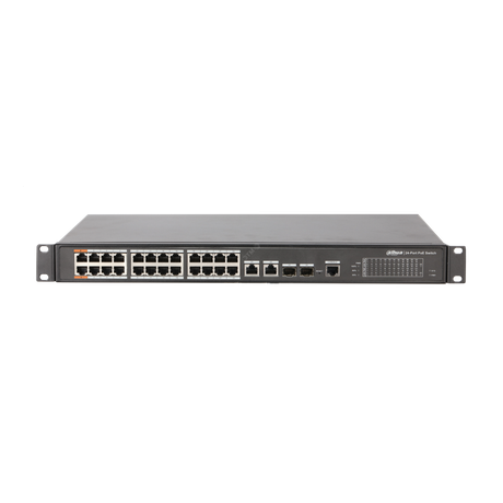 Коммутатор управляемый L2, PoE, 24x100 Мб/с RJ45, 4x1000 Мб/с, 360 Вт - DH-PFS4226-24ET-360 Dahua 113507