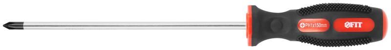 Отвертка двухцвет.противоскол.ручка, CrV,магн.кончик, 5 х 150 мм, крест РН1 - 55107 РОС