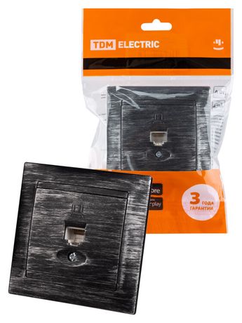 Розетка компьютерная RJ45 старинное серебро "Лама" | SQ1815-0657 TDM