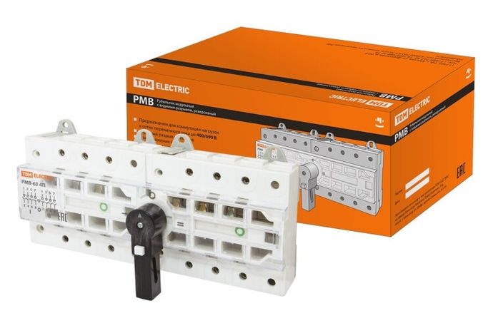 Рубильник модульный с видимым разрывом, реверсивный РМВ-63 4П 63A | SQ0222-0025 TDM