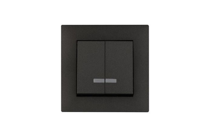 Выключатель 2-клав. с подсветкой Karea RIZZ STAR дым. металлик Makel 88050023