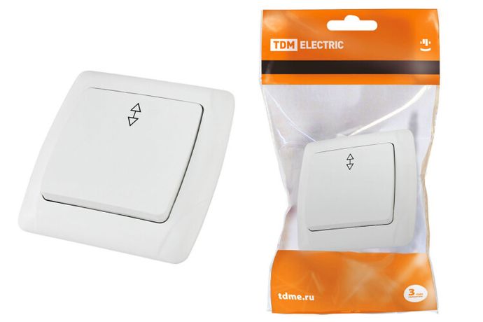 Выключатель на 2 направления одноклавишный 10А белый ''Онега'' - SQ1805-0003 TDM