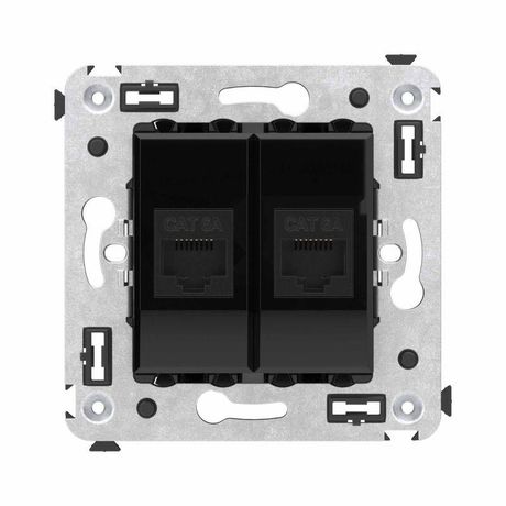 Компьютерная розетка RJ-45 без шторки в стену, кат.6А двойная, "Avanti", "Черный квадрат" | 4402674 DKC ДКС