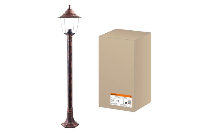 Светильник садово-парковый Прага Эл-11-73-125М 60 Вт Е27 напольный на стойке h-1.25м медь, прозрачный плафон TDM | SQ0330-0542