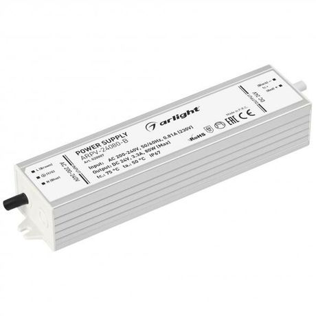 Блок питания ARPV-24080-B (24V, 3.3A, 80W) (Arlight, IP67 Металл, 3 года) | 020007 Arlight