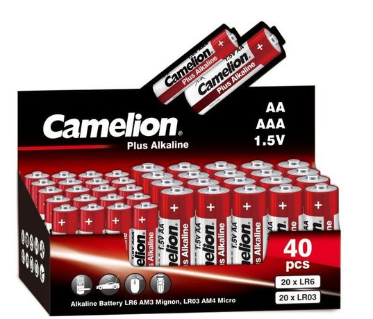 Элемент питания алкалиновый 20хAA/LR6+20хAAA/LR03-CB 1.5В Plus Alkaline COMBO40 (уп.40шт) Camelion 14981