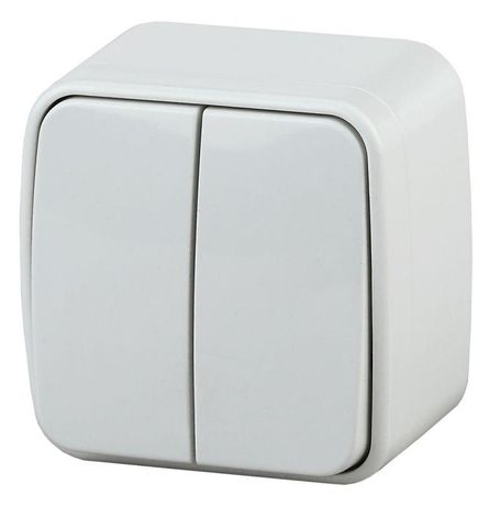 Выключатель двухклавишный наружный (открытой установки) белый 10А 250В винтовые зажимы Intro Polo 3-104-01 - Б0036095 ЭРА