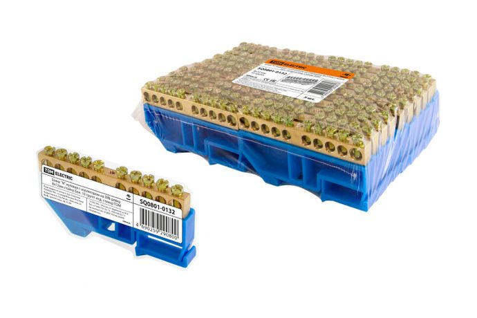 Шина "N" нулевая с изолятором на DIN-рейку 8x12мм стойка бол. 10 групп инд. стикер | SQ0801-0132 TDM