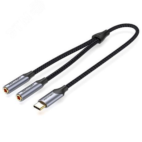 Переходник - разветвитель USB-C M на аудио Jack 3.5 mm Fx2, 0.3 м. 1000699348 Vention