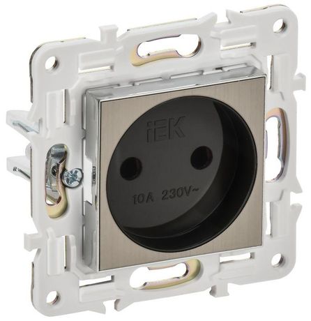 Розетка SKANDY 10А без заземл. защ. шторок SK-R02N никель IEK SK-R10-10-K50