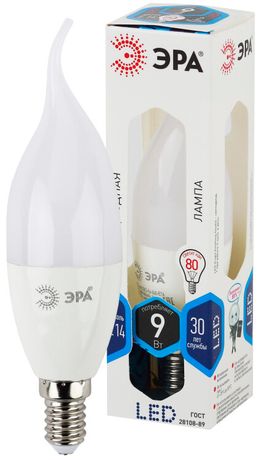 Лампа светодиодная LED 9 Вт 720Лм 4000К свеча на ветру нейтральный E14 170-265В BXS-9W-840-E14 Standart - Б0027974 ЭРА