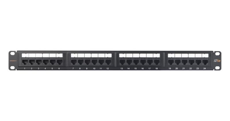 Панель 19 дюймов, 1U, 24 порта, Кат.5e, RJ45/8P8C,неэ кран., черная - ЭКО44503 NIKOMAX NMC-RP24UD2-ES-1U-BK