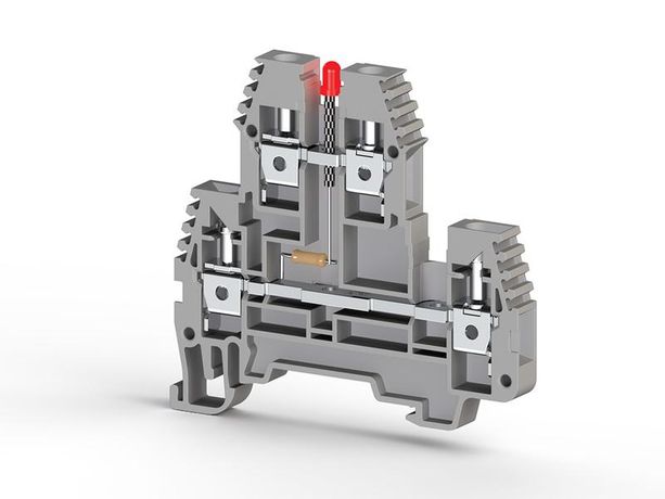 Клеммник 2-х ярусный 4кв.мм с индикацией 48 VDC сер. PIK4 NLD 48В DC Klemsan 319429
