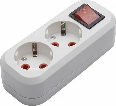 Розетка переносная разборная 2-местная с/з с выключателем, белый, Stekker - 39013 FERON PST16-211-20