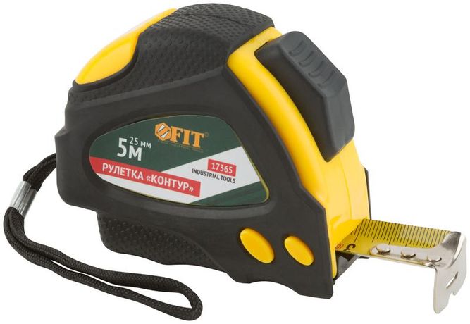 Рулетка Контур с автостопором, прорезиненный корпус 5 м x 25 мм - 17365 РОС