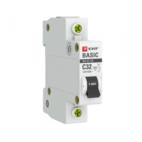 Выключатель автоматический однополюсный ВА 47-29 32А C 4,5кА Basic | mcb4729-1-32C EKF