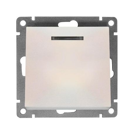 Выключатель одноклавишный с подсветкой UNIVersal серия Афина, с/у, 10А, 220В, жемчуг (еврослот), механизм - A0121-OBr Союз
