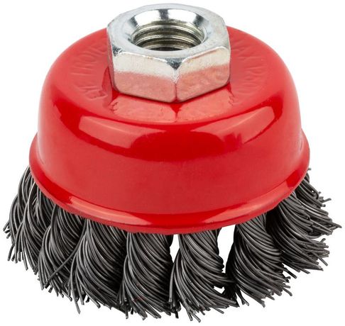 Корщетка чашечная гайка М14 стальная витая проволока 65мм КУРС 39041