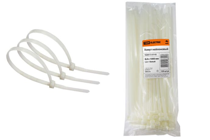 Хомут 8,8х1000мм нейлон (белый) (100шт) | SQ0515-0145 TDM