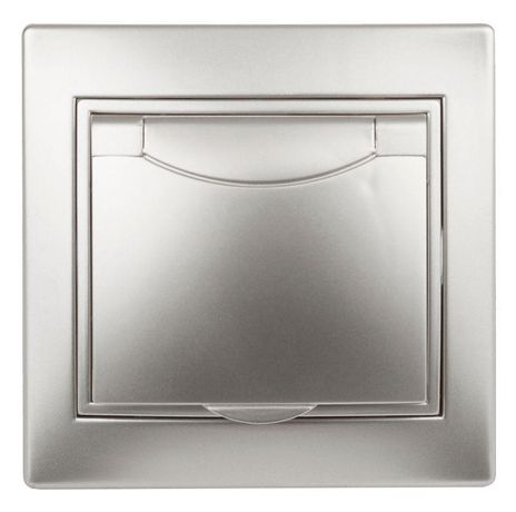 Розетка 1-м СП Plano 1-203-03 16А IP20 250В 2P+E Schuko защ. крышка алюм. Intro Б0030062 ЭРА