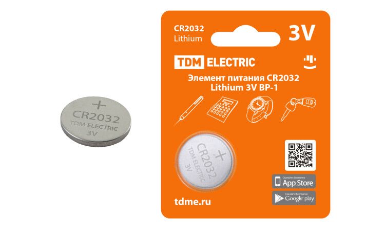Элемент питания CR2032 Lithium 3V BP-1 | SQ1702-0099 TDM