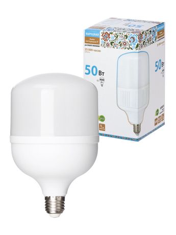 Лампа светодиодная T-50 Вт-230 В-6500 К–E27 (125x206 мм) НАРОДНАЯ | SQ0340-1647 TDM