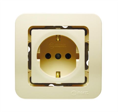 Розетка 1-м СП Lillium 10А с заземл. без вставки бакелит крем. Makel 71228