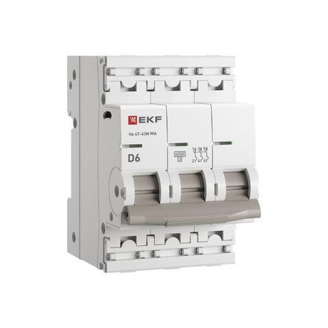 Автоматический выключатель ВА 47-63N MA 3P 6А (C) 6кА без теплового расцепителя PROXIMA - M63MA636C EKF