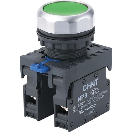 Кнопка управления NP8-11BND/3 с подсветкой, зелёная, 1НО+1НЗ, АС110В-230В(LED) IP65 (R) | 667123 CHINT