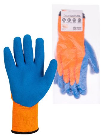 Перчатки плотной вязки акрил с латексным покрытием "Рельеф" оранж. 10 кл. 125 г 1 пара | SQ1016-0219 TDM