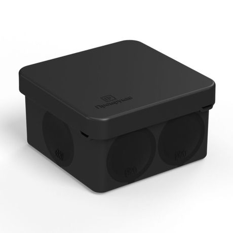 Коробка распределительная 70х70х40мм IP66 6 вводов черная для прямого монтажа двухкомпонентная безгалоген (HF) (150шт/кор) | 60-0200-9005 Промрукав Строитель