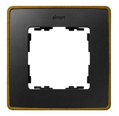 Рамка на 1 пост цвета графит с металлическим основанием латунь S82 Detail - 8201610-247 Simon