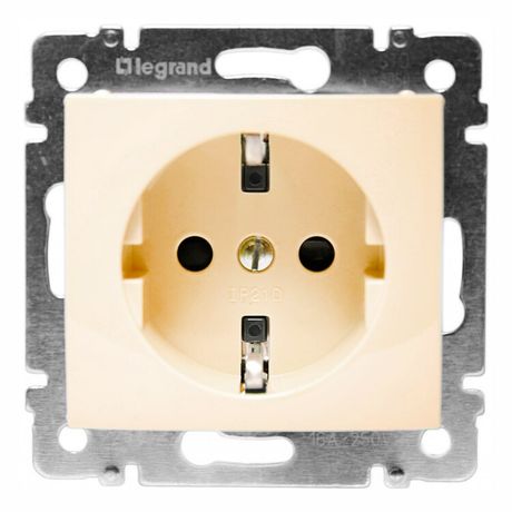 Розетка 1-м СП Valena 16А IP20 2P+E с заземл. немецк. стандарт механизм сл. кость (DIY-упак.) IEK 695612 Legrand