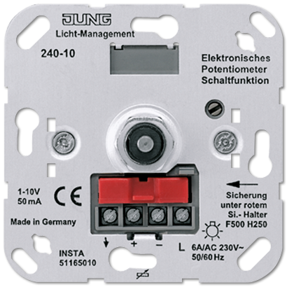 Потенциометр электронный, для регуляции люминесцентных ламп и/или электронных трансформаторов Механизм. - 240-10 JUNG
