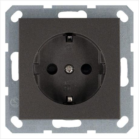 Розетка 1-м Shuko 16А IP20 с заземл. защ. шторки механизм мокко Jasmart G5501Z