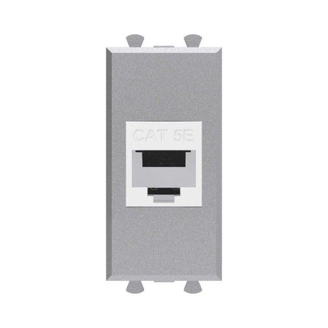 Компьютерная розетка RJ-45 без шторки модульная, кат.5е, "Avanti", "Закаленная сталь", 1 модуль | 4404661 DKC ДКС