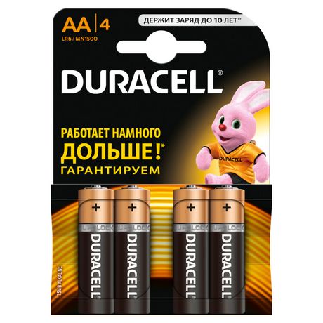 Элемент питания алкалиновый AA/LR6/MN 1500 Basic BP-4 (блист.4шт) Duracell Б0014045/Б0026815