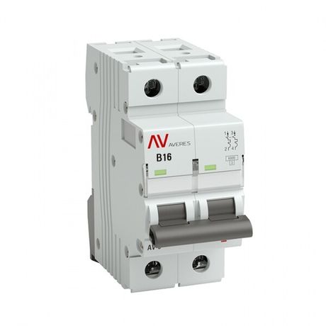 Выключатель автоматический двухполюсный AV-6 16А B 6кА AVERES | mcb6-2-16B-av EKF