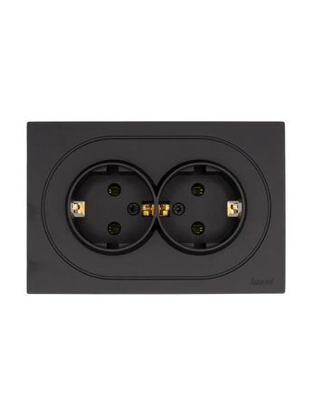 Розетка 2-м СП OSEN с заземл. ПБТ механизм черн. бархат LEZARD 743-4200-127B