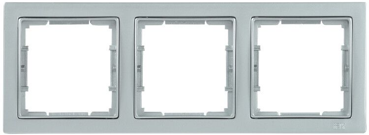 Рамка 3-м BOLERO Q1 РУ-3-БС квадрат. серебр. IEK EMB32-K23-Q1